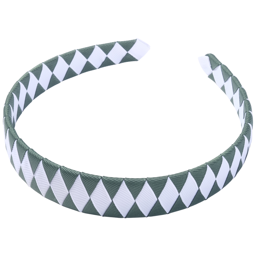 School Hair Accessories green and white Woven Headband