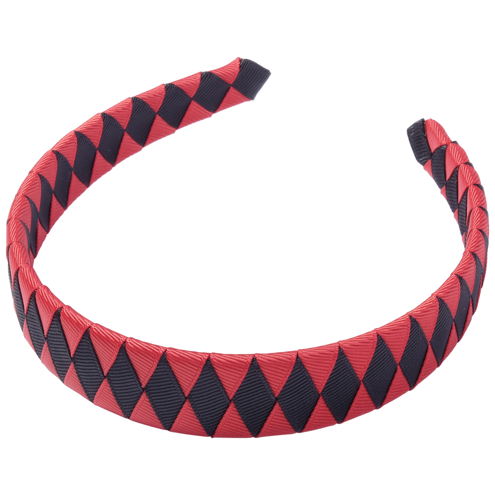 School Hair Accessories red and black Woven Headband
