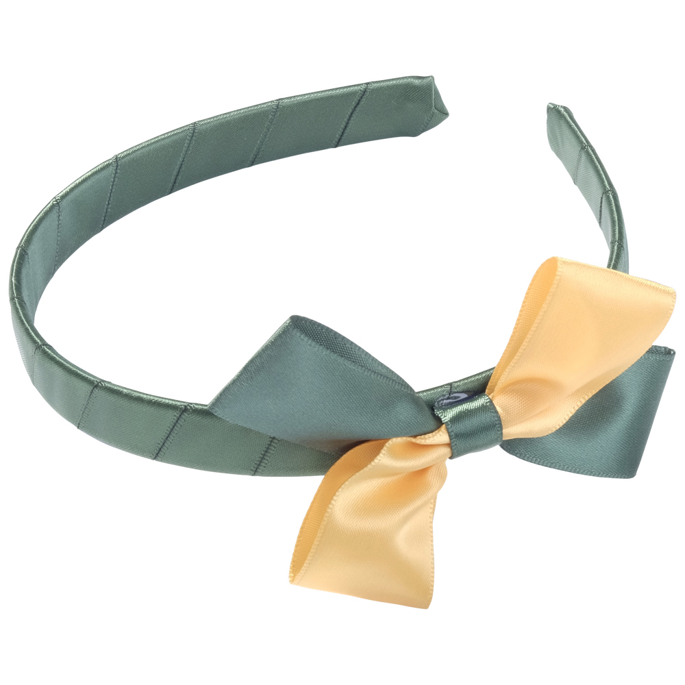 School Hair Accessories green and gold bow headband