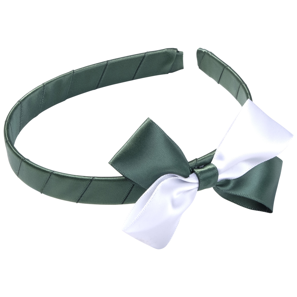 School Hair Accessories green and white bow headband