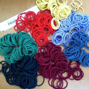 School coloured elastic hair ties